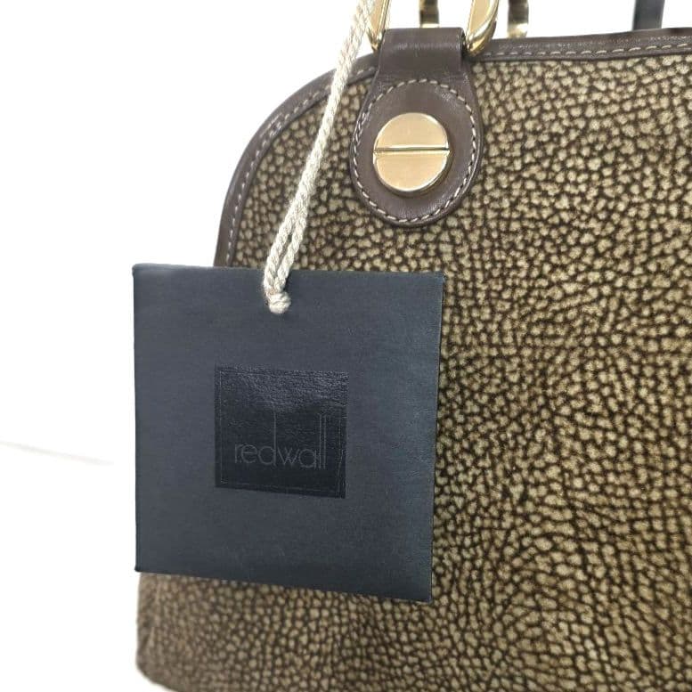 ボルボネーゼ スエード レザー ゴールド 金具 ハンド バッグ ブラウン