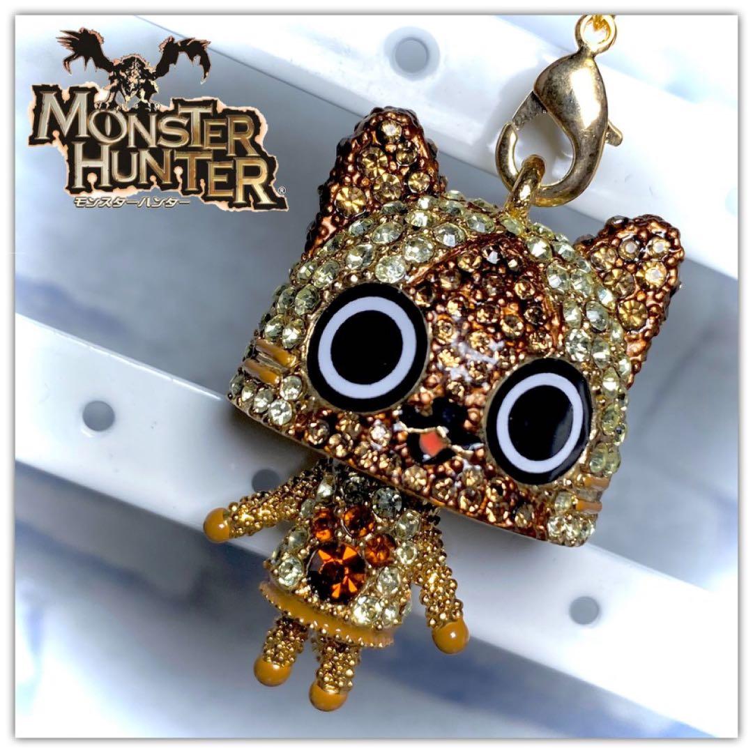 モンスターハンター アイルー スワロフスキー ストラップ キーホルダー