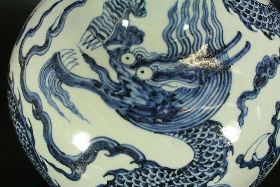 中国美術 青花 龍紋 天球瓶(A737) - メルカリ