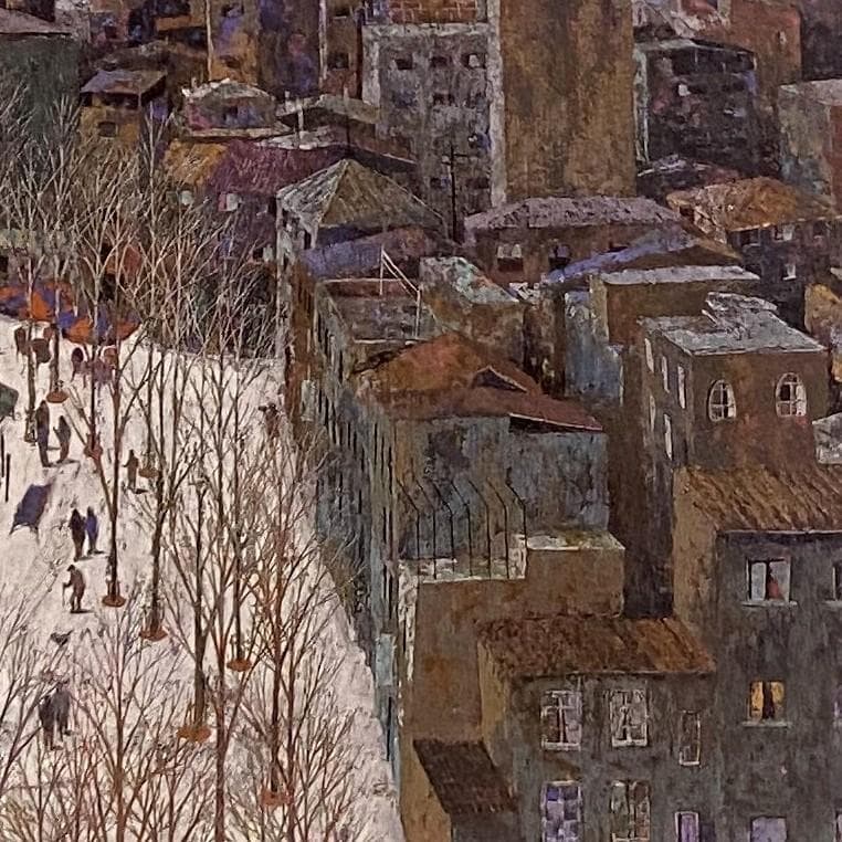 山下彰一、【広場のある街】、希少な額装用画集より、新品額装付