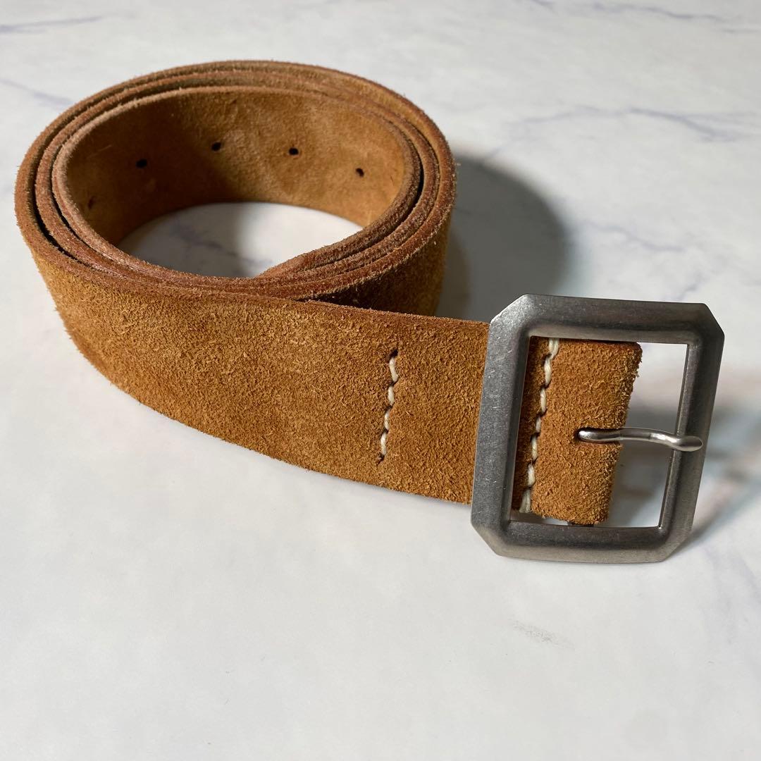 【美品】ウエアハウス　ベルト　スエード　八角バックル　レザー　革　ブラウン WAREHOUSE（ウエアハウス） [6039] レザー ギャリソンベルト GARIISON