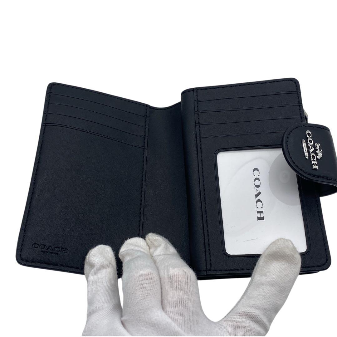 未使用級】 COACH コーチ 二つ折り 財布 シグネチャー ブラック - メルカリ