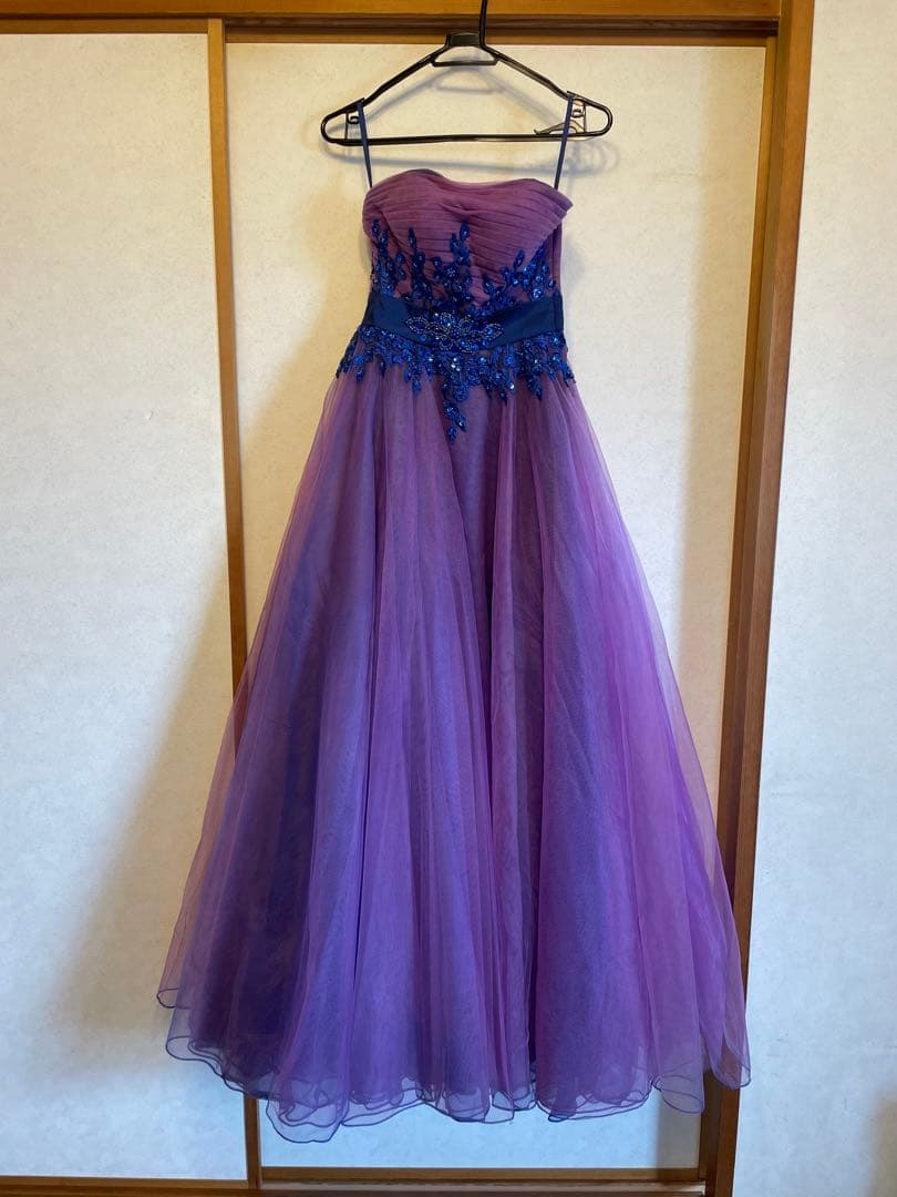 7号　ツイード　TWEED演奏会　ステージ　ロングドレス　パープル　紫 ステージドレス コンクールドレス 演奏会用ドレス｜プラム 紫 Fine