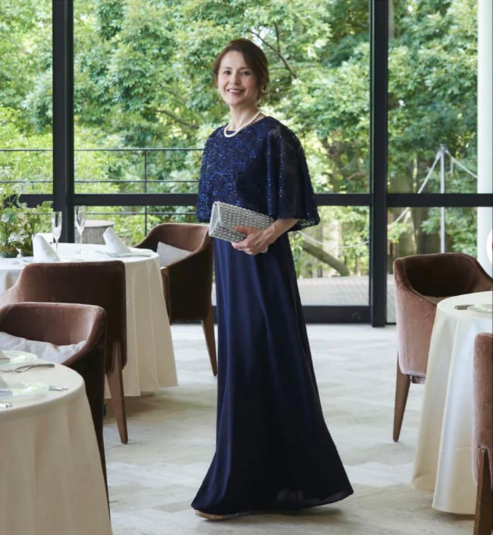 マザーズドレス　9号　TWEED DONNA〔ツイードドンナ〕 マザーズドレス・結婚式 母親ドレス MD0232-BK 黒 ケープ付き|新郎新婦