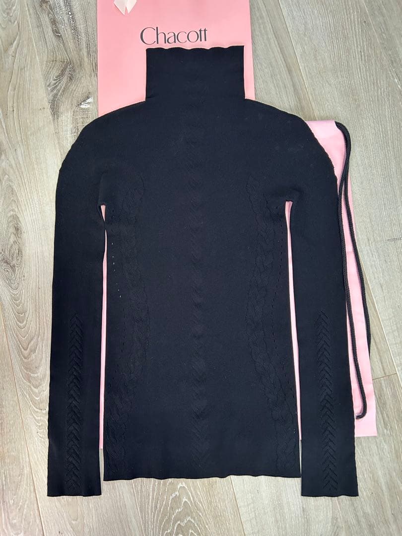 チャコット ノーソーイングニット ヘリンボーンハイネックニットトップ