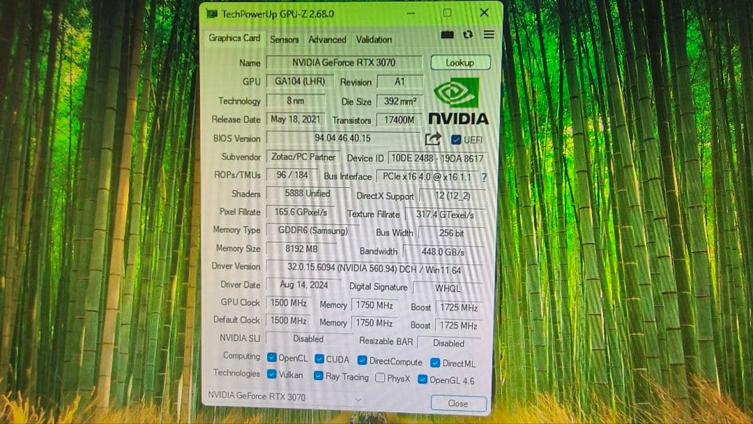 ZOTAC RTX 3070 8G 動作確認済み
