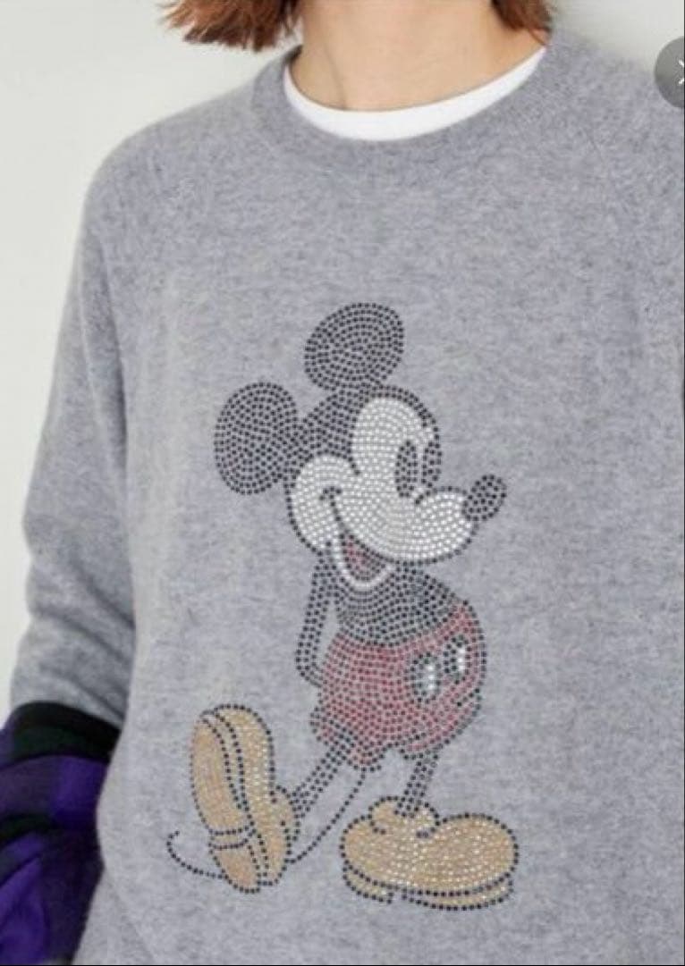 スピックアンドスパン ミッキーマウス /カシミヤ ラインストーンニット