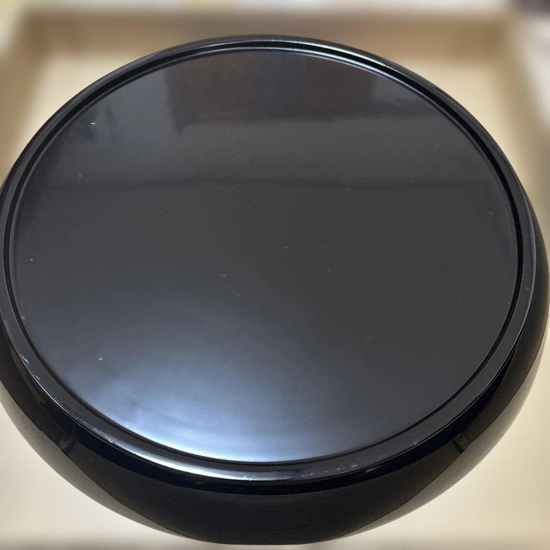 ほぼ未使用 茶道具 木製黒和島塗 螺鈿細工 青貝 八卦盆 丸盆 元箱