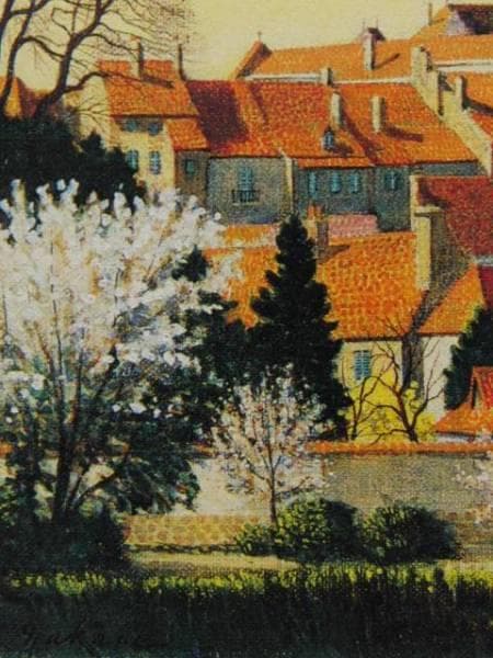 中根 寬 「塔のある町」 超希少画集より、新品額装付