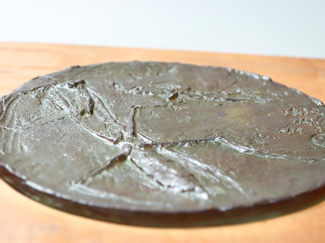 彫刻家 吉岡ひろ ブロンズ カマキリ レリーフ 壁掛け 飾り