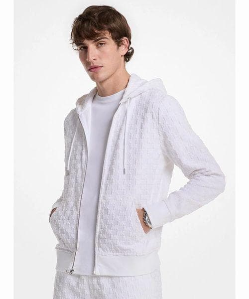 新品 マイケルコース ジャカード テリー フルジップ フーディ パーカー