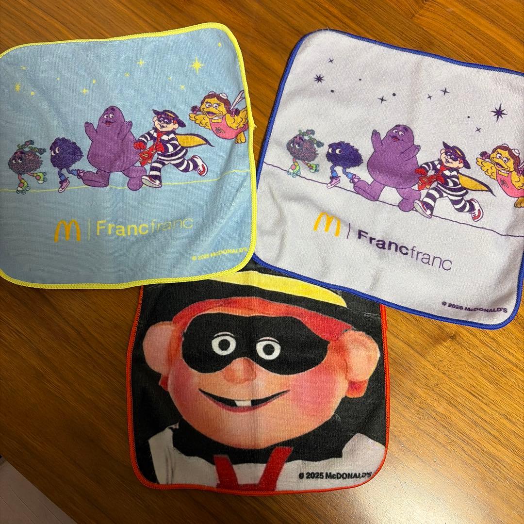 マクドナルド キャラクター ハンドタオル 3枚セット - メルカリ