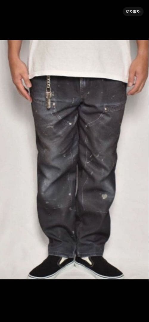 US 三軒茶屋 アス 転写 ダブルニー イージーパンツ フェードブラック