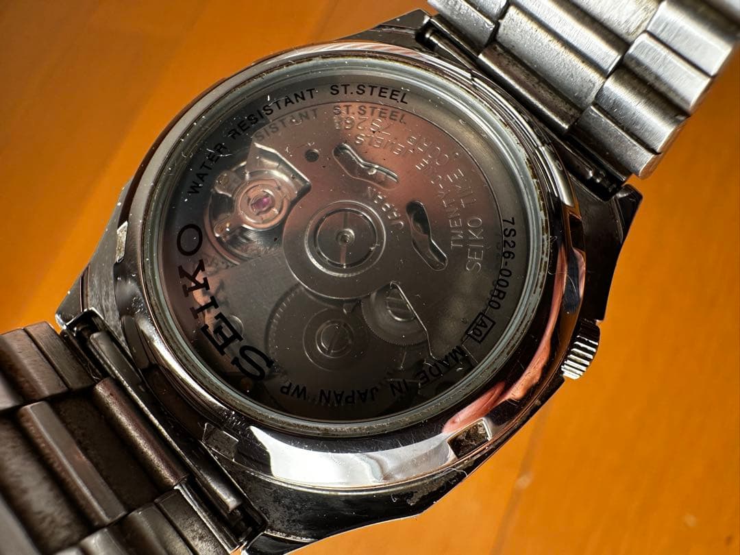 SEIKO 5 自動巻き スクエアケース 裏スケ 純正ブレス 調整用コマ無し