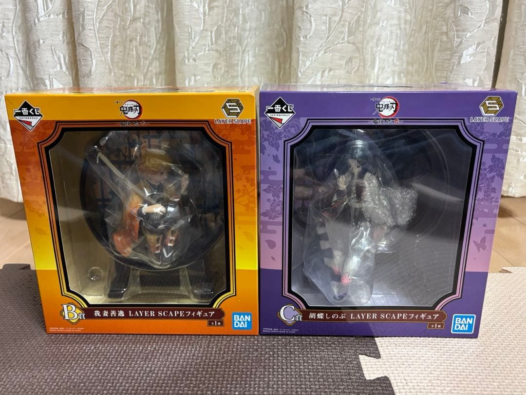 LAYER SCAPEフィギュア　しのぶ　善逸　鬼滅の刃　未開封　一番くじ LAYER SCAPEシリーズの煉獄杏寿郎、我妻善逸、胡蝶しのぶフィギュアが