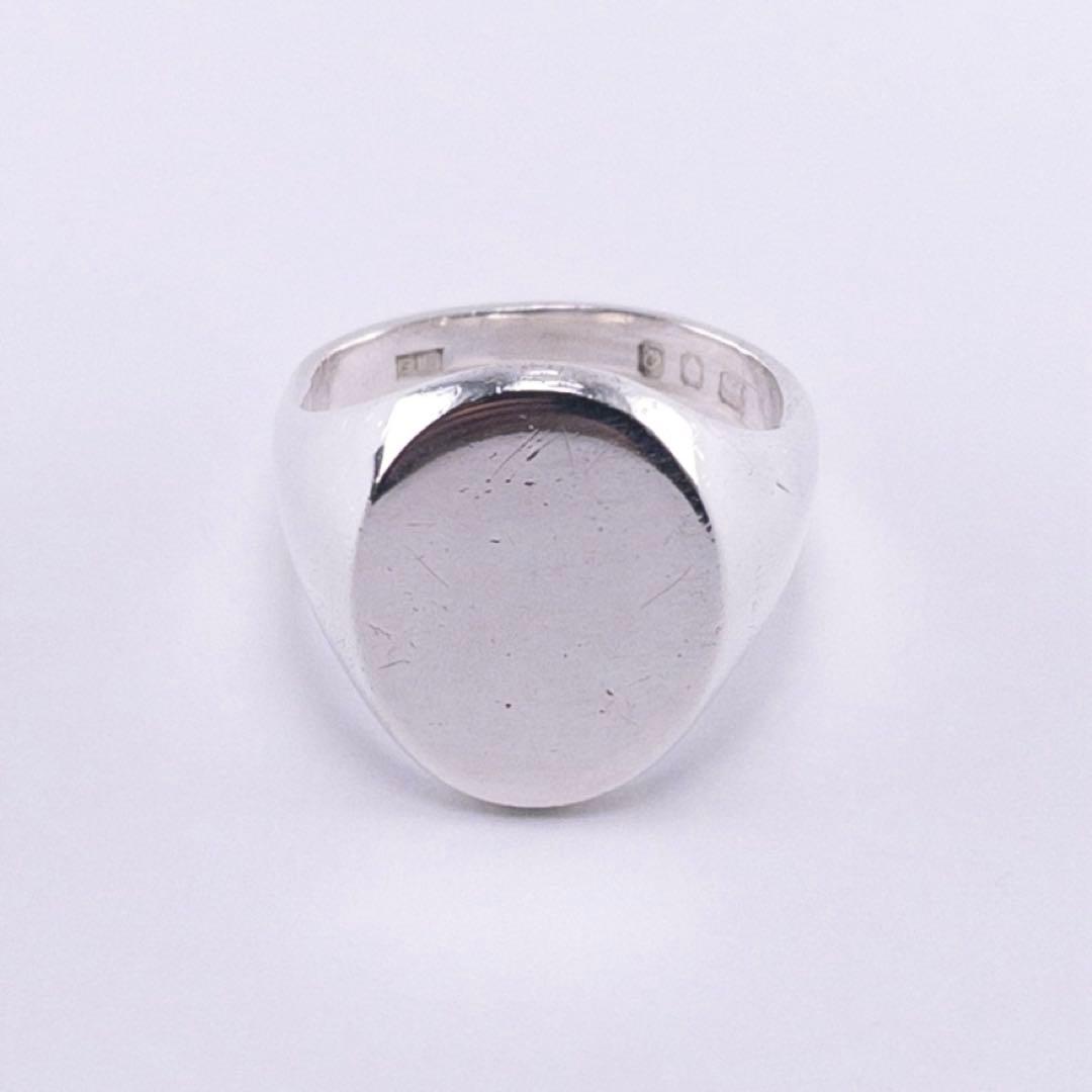 英国 60s ヴィンテージ シルバー925 10g シグネット リング 21号 英国製1962年ヴィンテージ スターリングシルバーの存在感あるリング