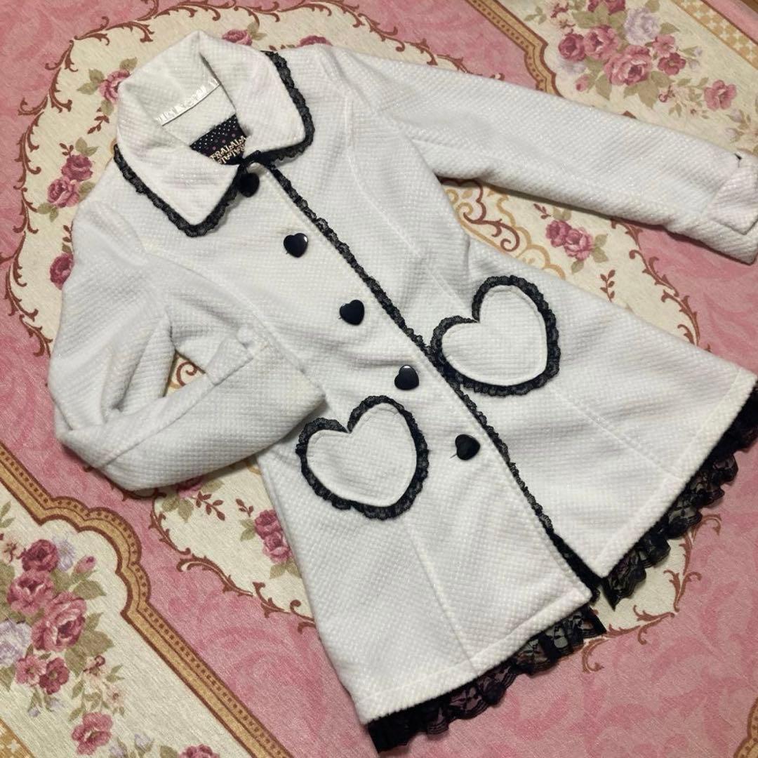 希少 リズリサ トゥララ 白のコート リボン レース付き - メルカリ