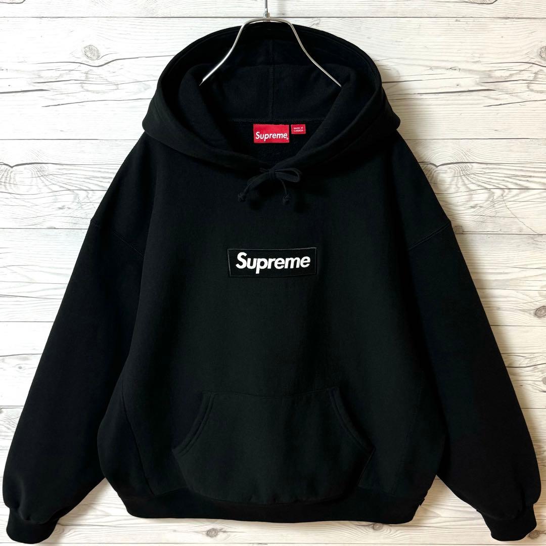 大人気‼︎激レアボックスロゴ‼︎-L】シュプリーム パーカー ブラック