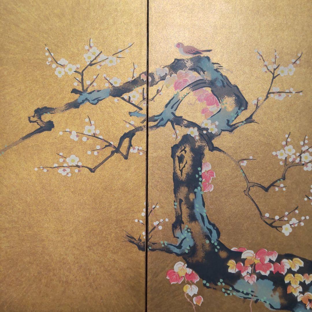 日本画 梅に山鳥図 屏風 - メルカリ