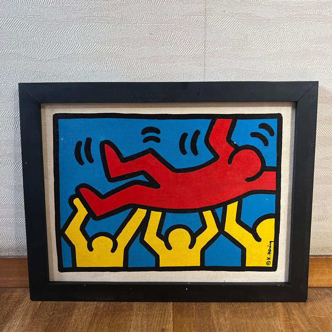 貴重キース•ヘリング大型肉筆油彩画