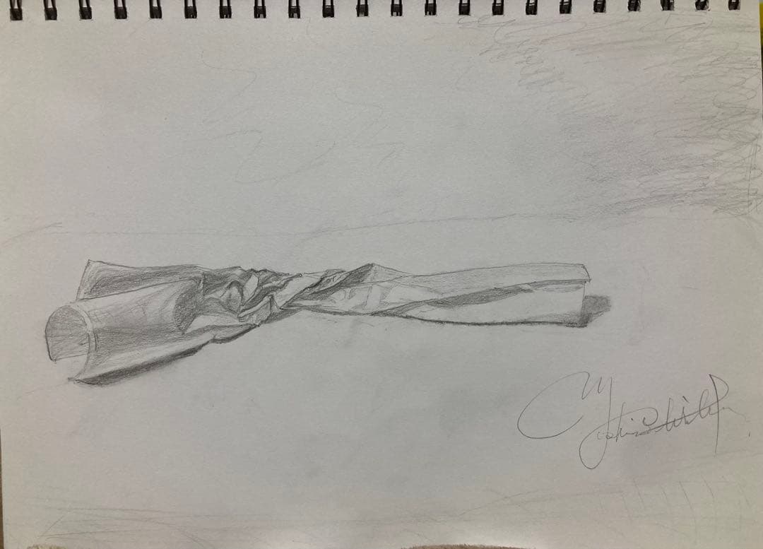 A crushed paper （鉛筆画） Crumpled Paper Drawing - pencil