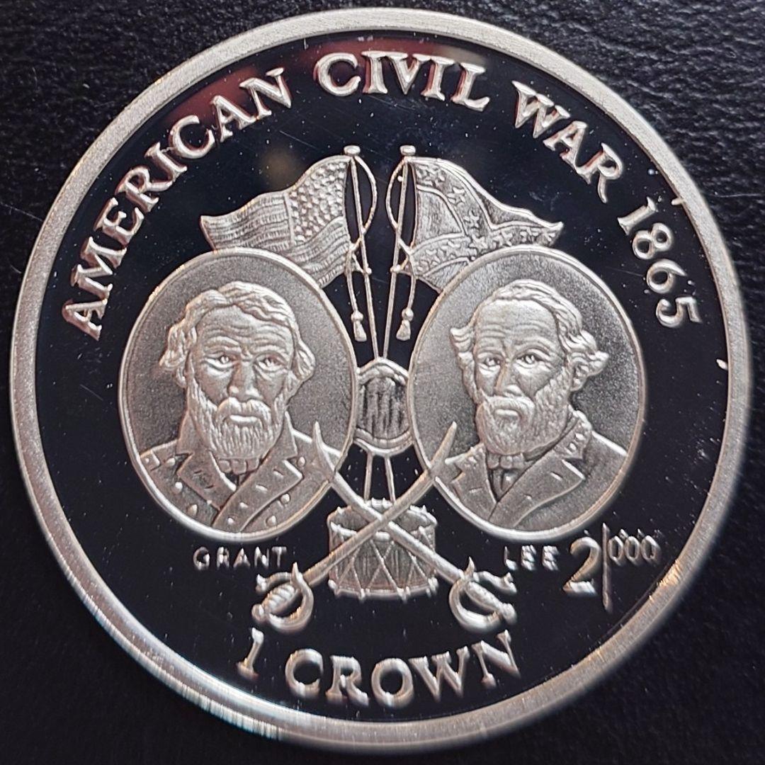 1999年 マン島銀貨 1クラウン アメリカ南北戦争記念銀貨 SV925 大型