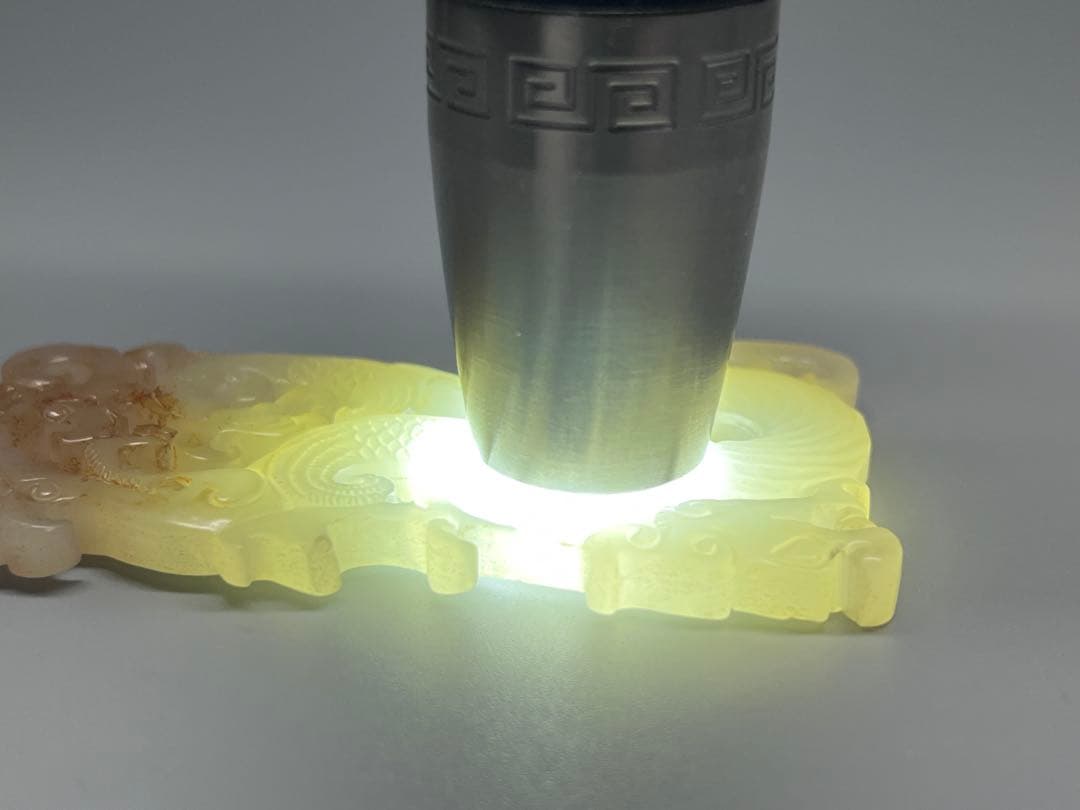 中国古美術 本物和田玉 根付 玉璧 龍鳳紋 旧蔵 コレクション 透かし彫り