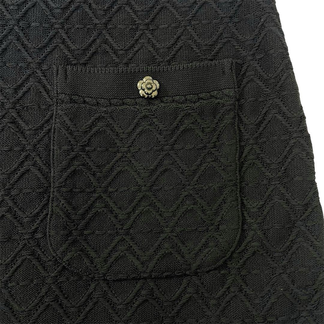 René ルネ ニットワンピース カメリアボタン 濃紺 34 ダイヤモンド柄