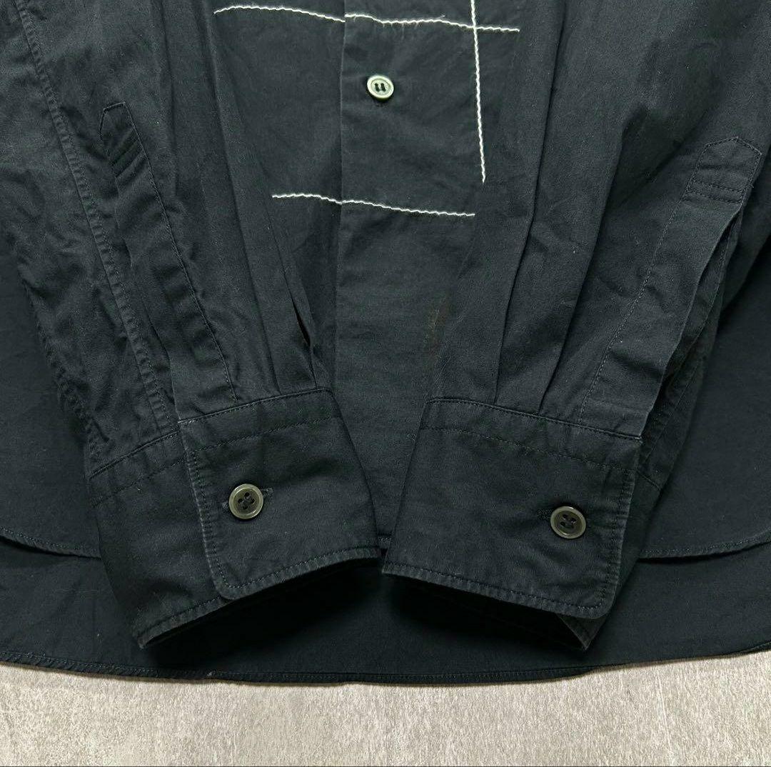 ブラックコムデギャルソン ステッチ長袖シャツ Mサイズ ブラック