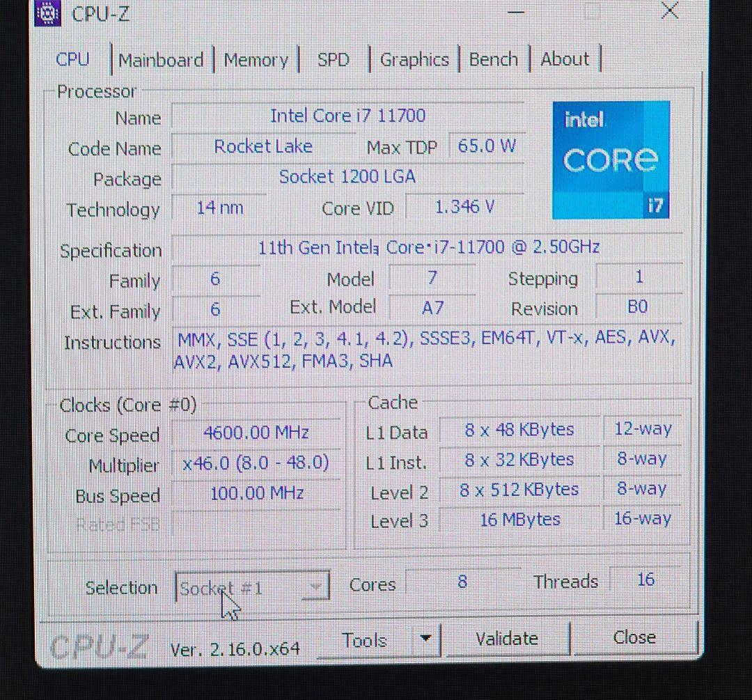 Intel Core i7 11700 （正常動作品）