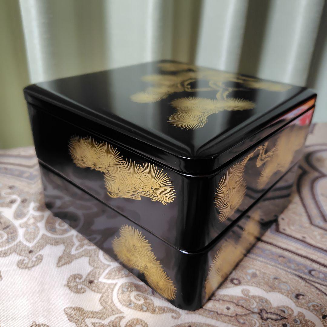 京都老舗アソベ】伝統的な二段重箱（左右物・対二箱） 金色松