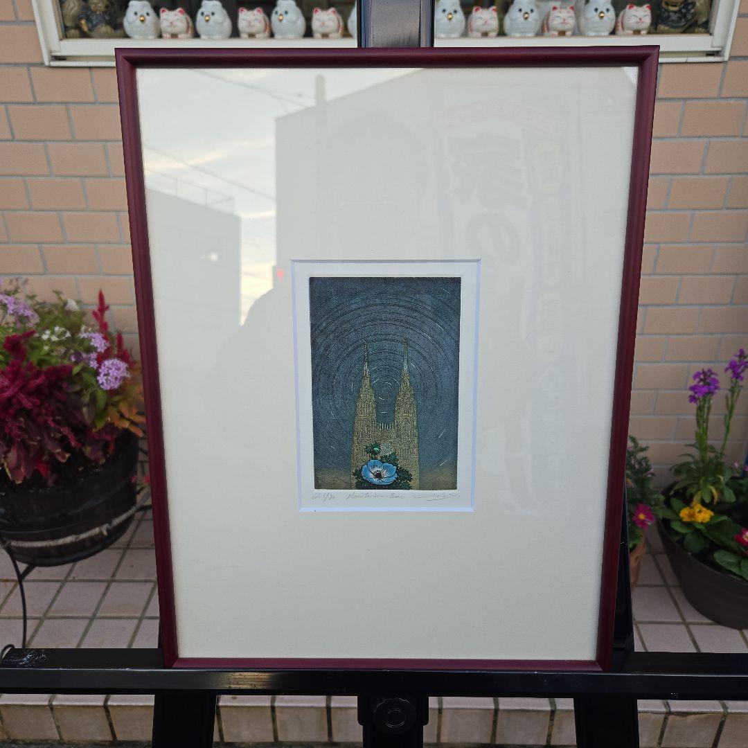 限定版 版画 建物と花 6/70 肉筆油彩画 角館の桜路 6号 ー 三宝堂オンラインショップ