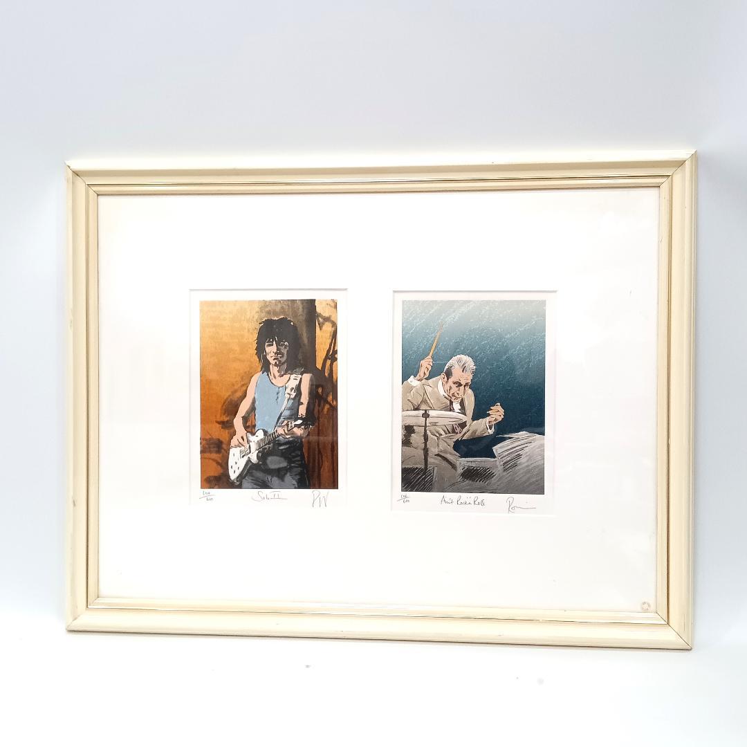 額縁付き 絵画 中型 ロンウッド リトグラフ　スライドオンディスⅡ 人物画 額縁付き 絵画 中型 ロンウッド リトグラフ スライドオンディスⅡ 人物