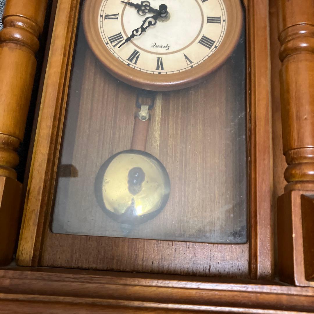 キャメロット CAMELOT ローマン文字 カービング 振り子 時計 壁掛け