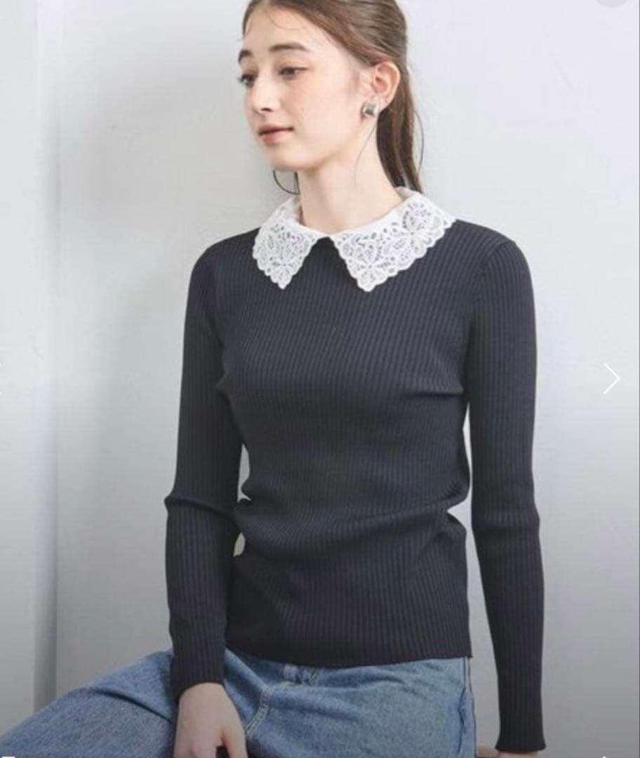 ユナイテッドアローズ リブ編みレース襟ニット - メルカリ