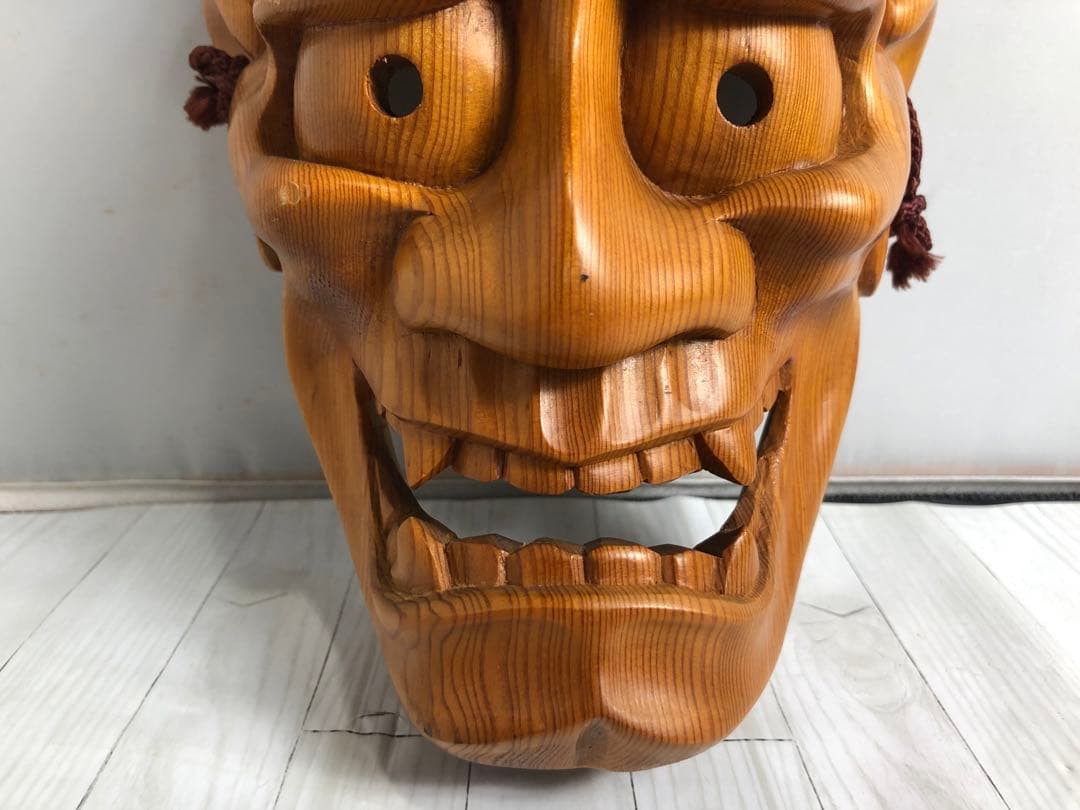 鬼の面 能面 般若面 木彫 木彫 壁掛け 日本伝統 飾り インテリア
