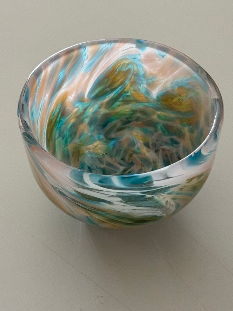 福圓富信 吹きガラス碗 いっぷく碗 花想い 紺/虚空蔵窯