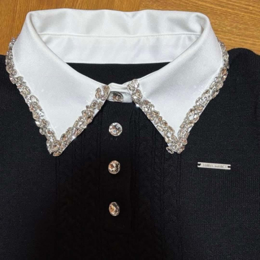 Rilly emulie リリーエミュリ カラービジューニットミニワンピース 黒