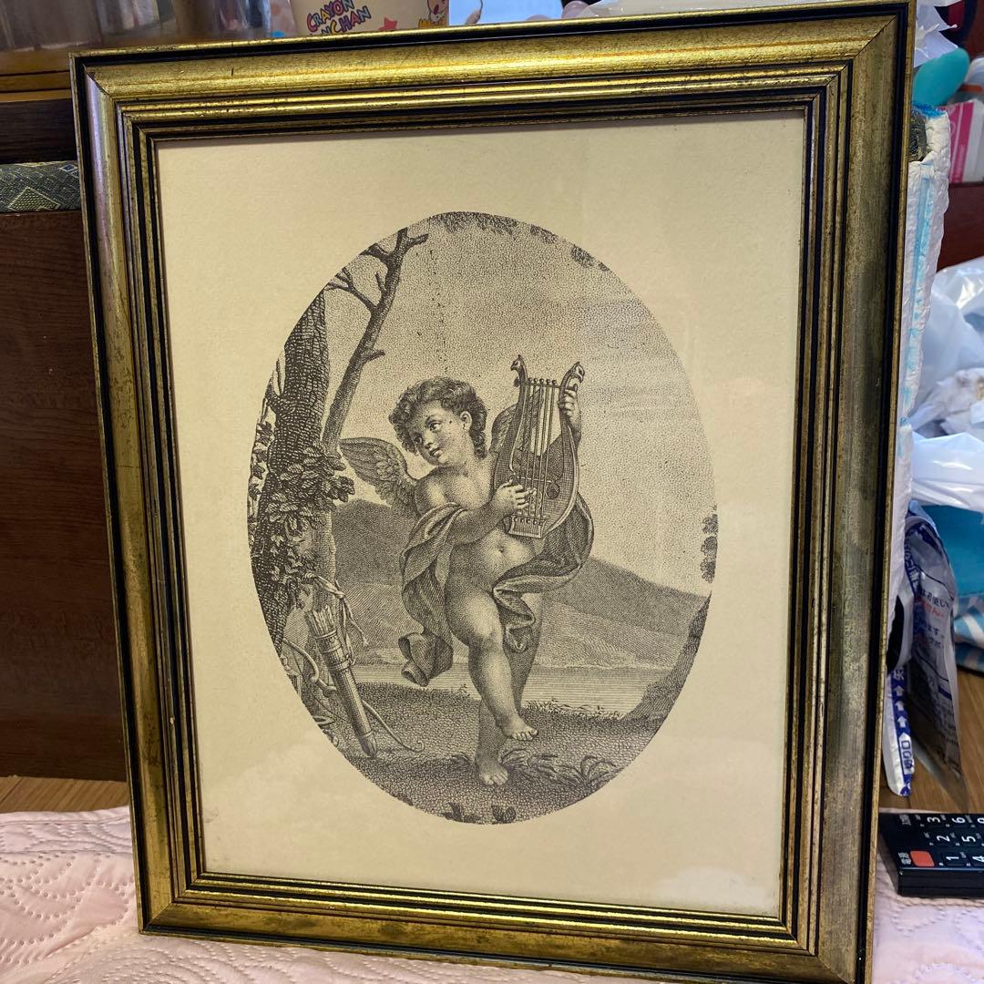 天使の子供 リラの絵画 金色フレーム - メルカリ