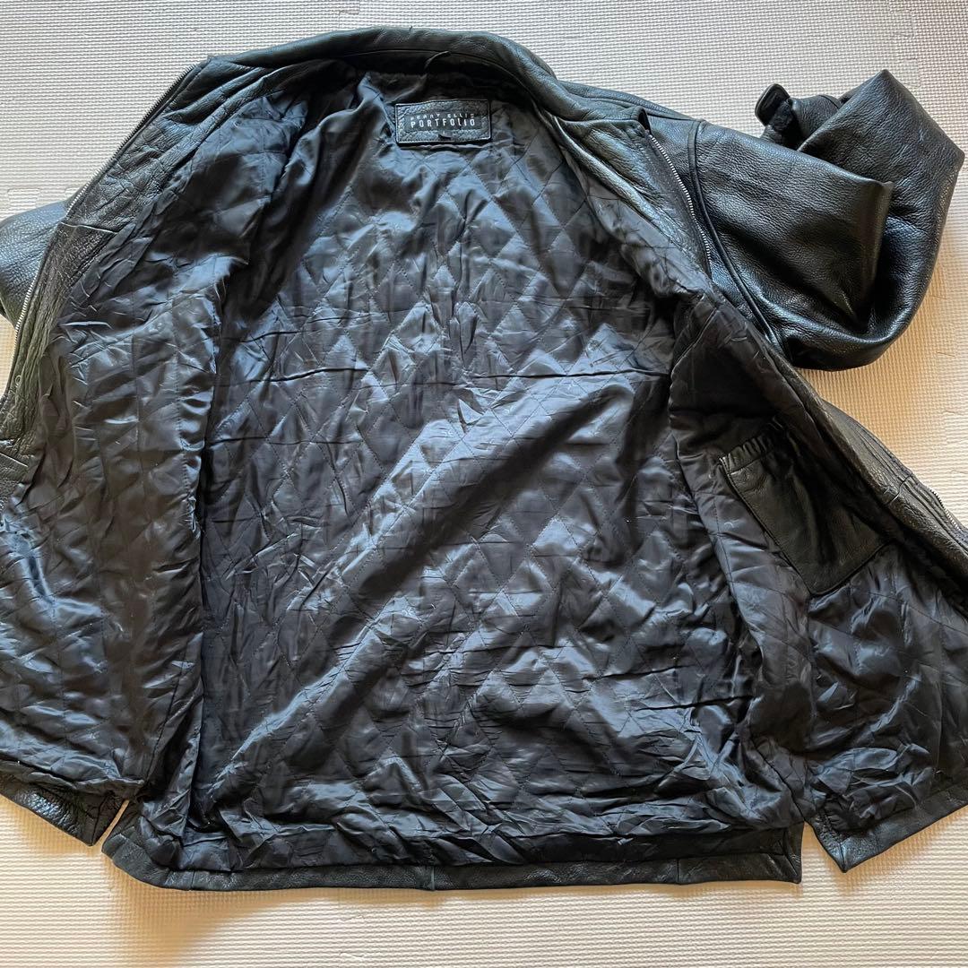 PERRY ELLIS PORTFOLIO ブラックレザージャケット Lサイズ - メルカリ