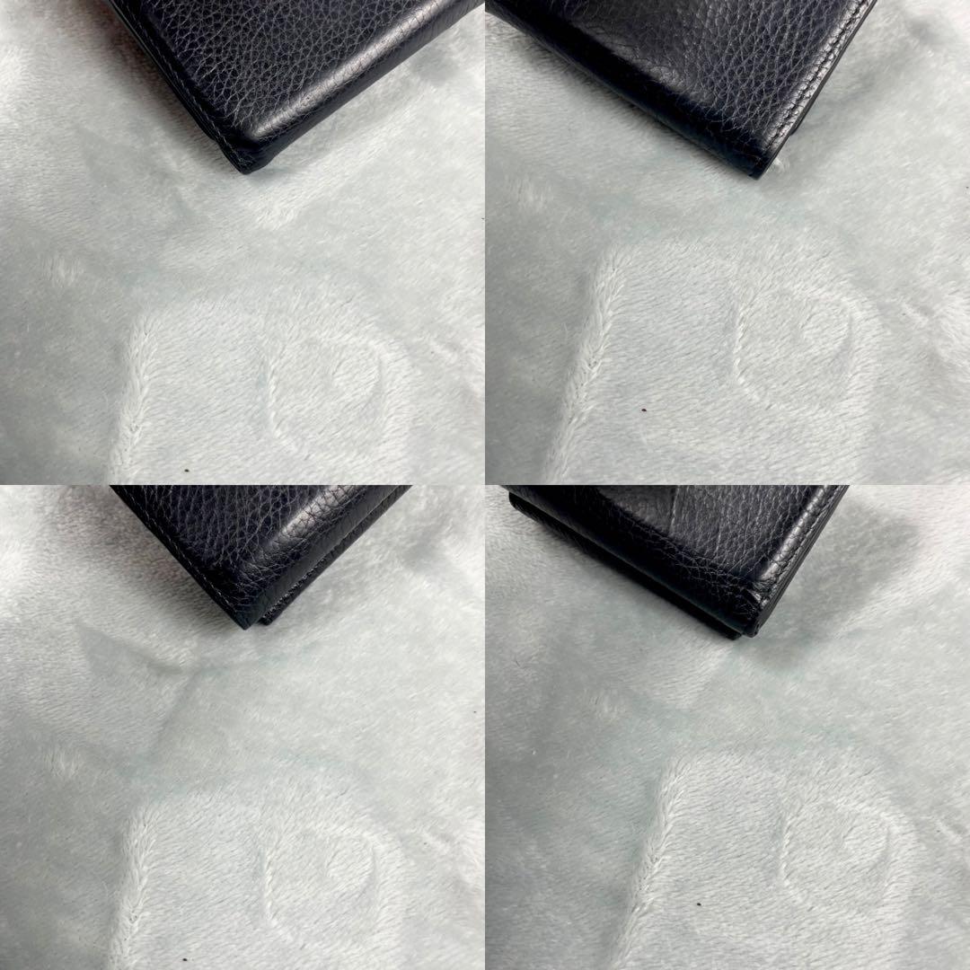 Prada プラダ ヴィッテロダイノ シボ 革 レター型 三つ折り財布 黒