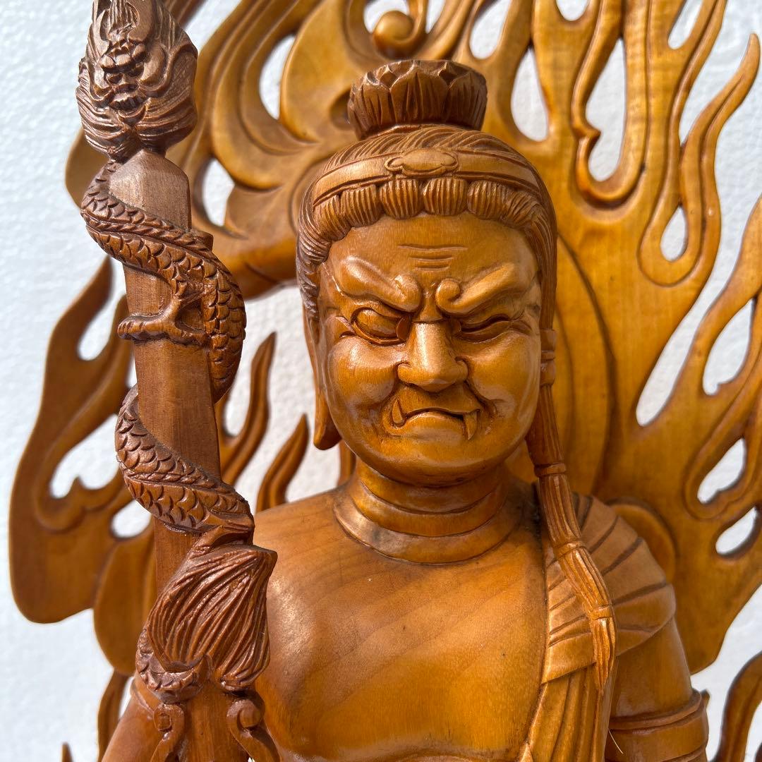 木製仏像 不動明王のデザイン 約70センチ - メルカリ