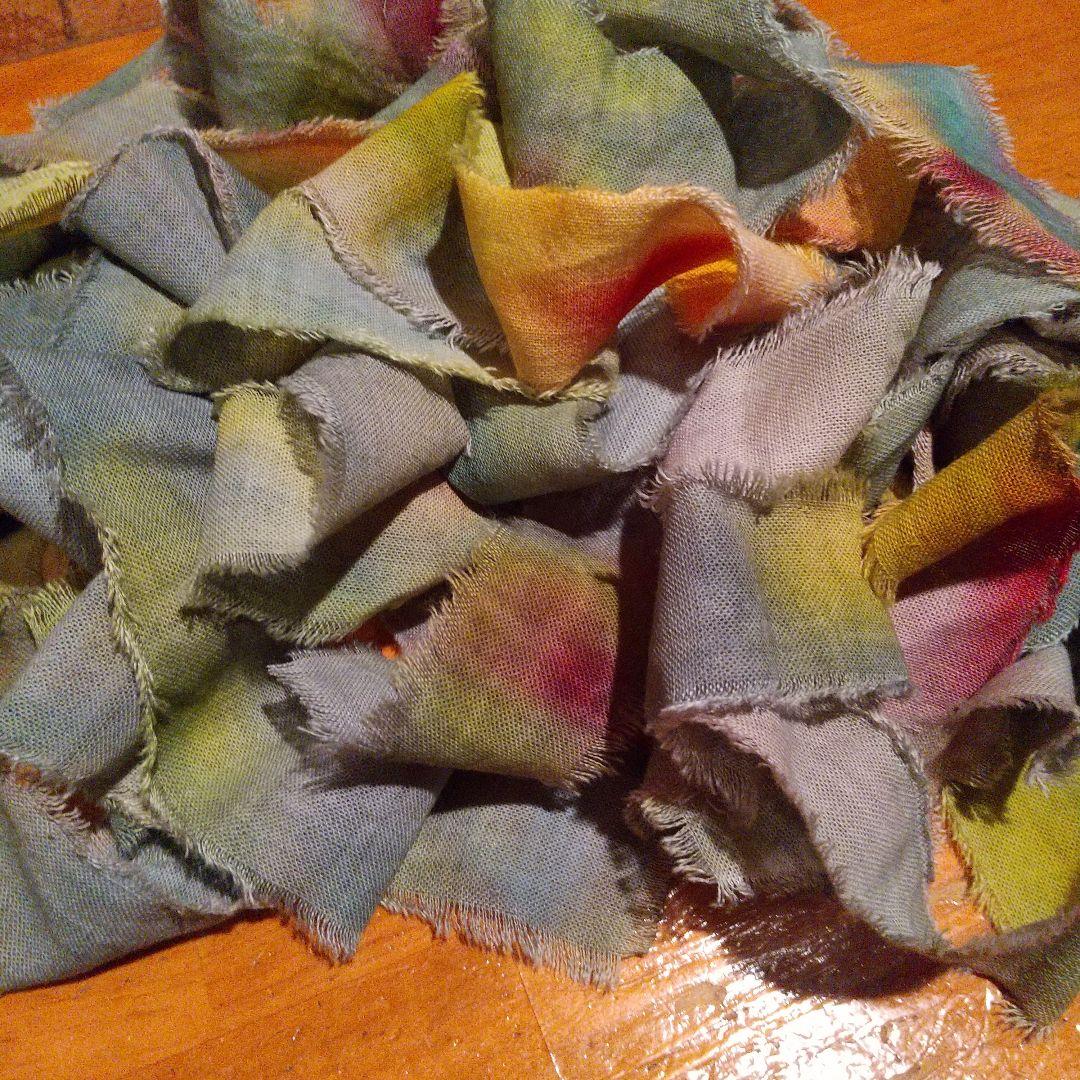 1017様専用。28，ジャンクジャーナル素材。手染めフリンジ加工裂き布リボン