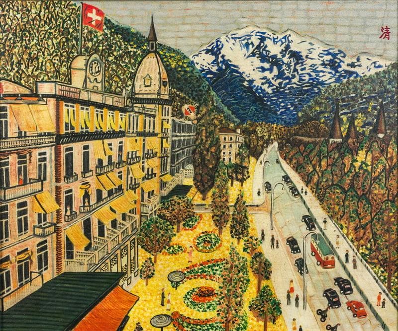 山下清 油彩 肉筆『スイスの町』表と裏サイン F8号 額装 b814 - メルカリ