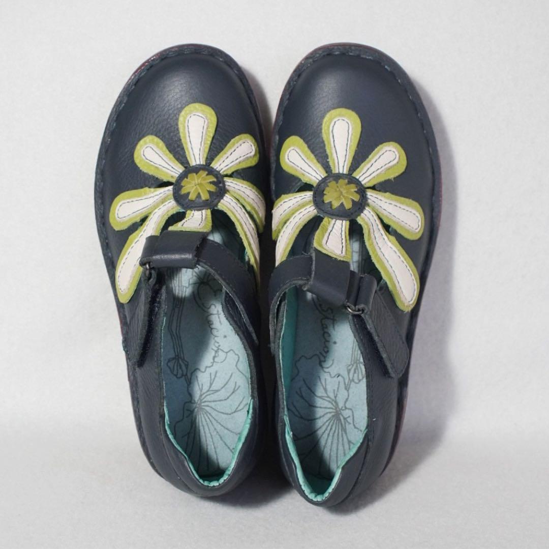 美品《Estacion》ストラップシューズ(M)K072A フラワー ウエッジ