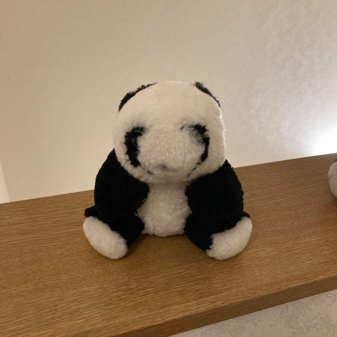 ★稀少《羊革・ベビーラム》パンダ親子セット上質毛皮素材　一点物