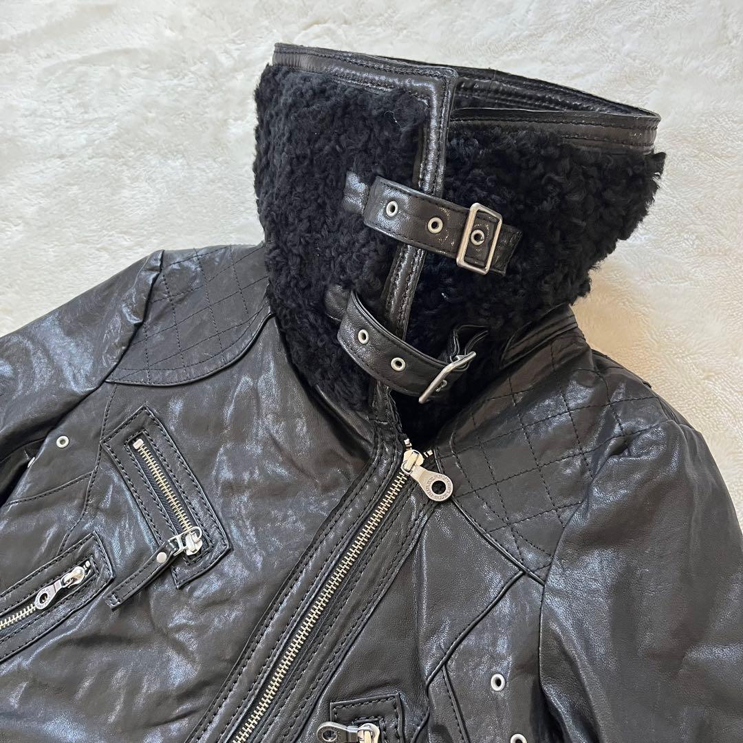 リアルムートン✨バーバリーブルーレーベル ラムレザージャケット ノバ