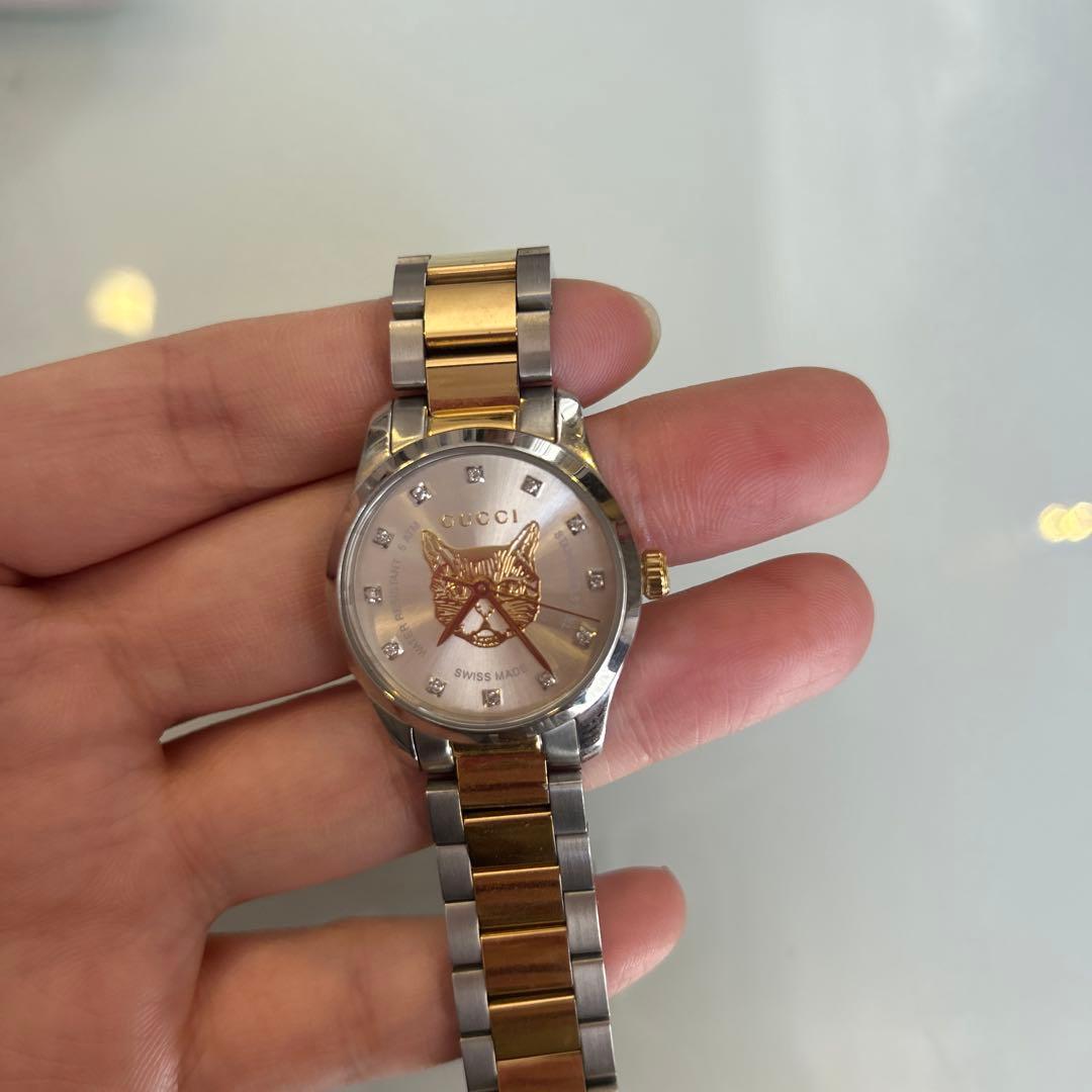 グッチ GUCCI 腕時計 シルバー ゴールド ダイヤ 蜂 猫 レディース