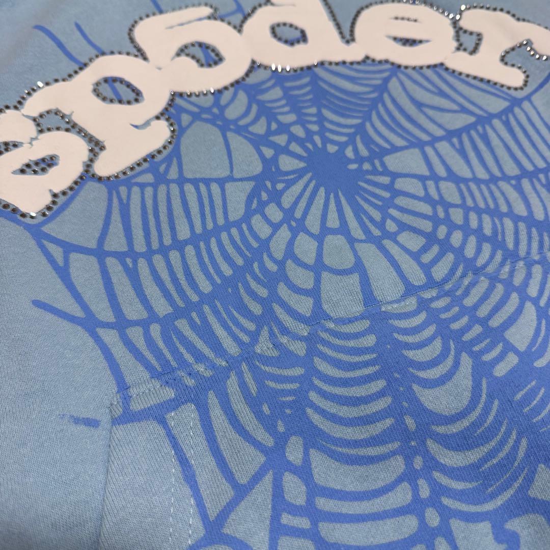 sp5der hoodie スパイダー パーカー 水色 正規品 S - メルカリ