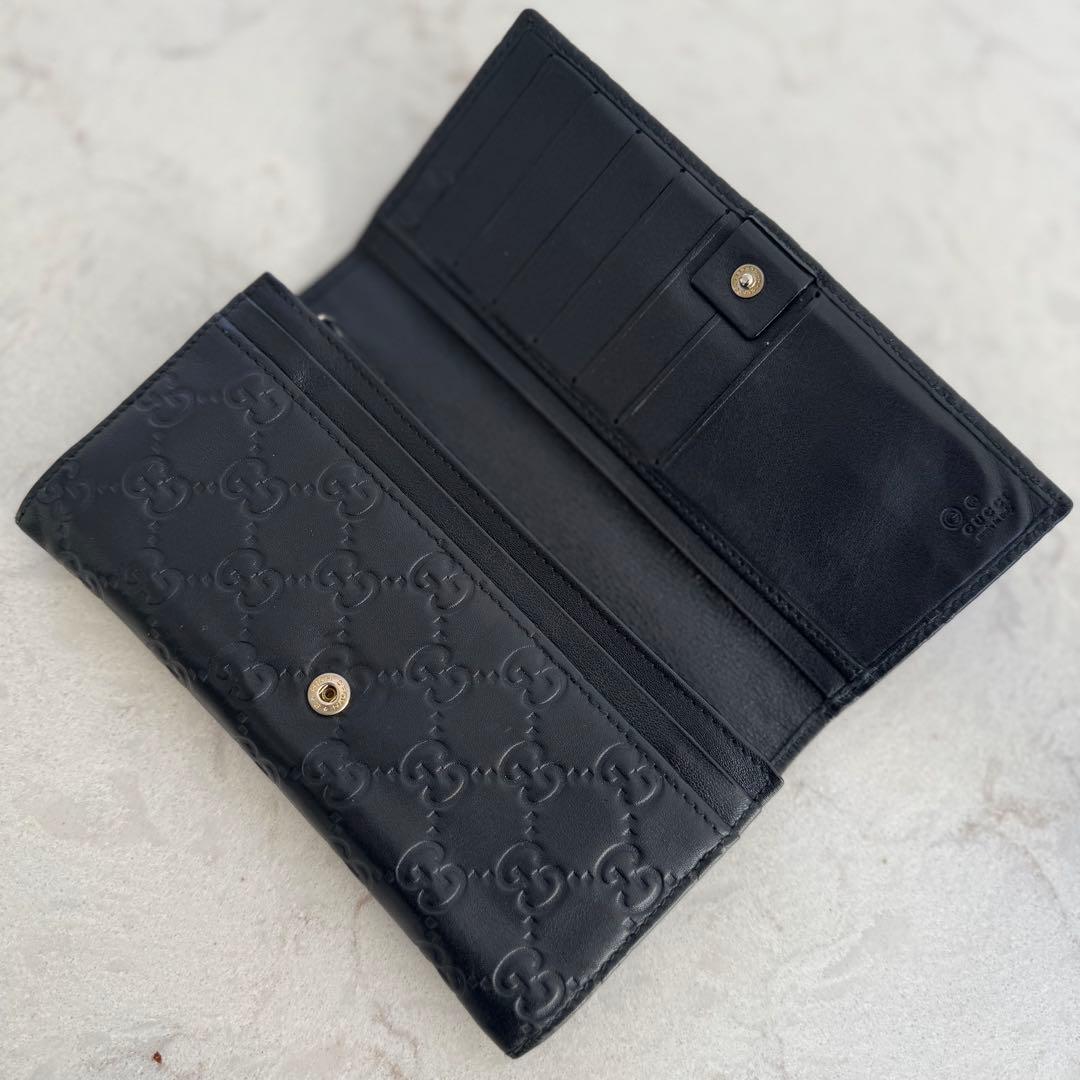 GUCCI ブラック GGパターン 長財布 - メルカリ